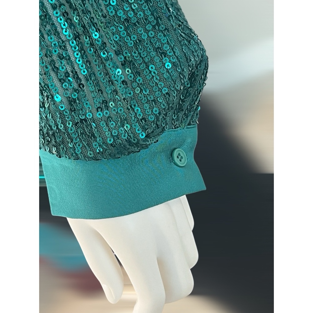EDIT BY NINE emerald green sequin blouse S M L - Picture 4 of 5
